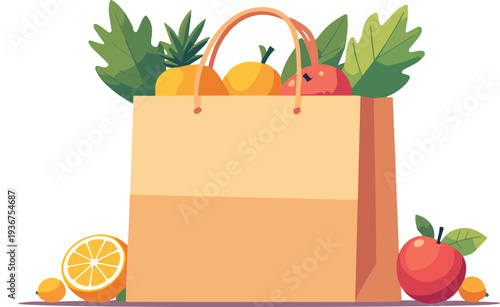 sacco sacchetto di frutta verdura cibo alimenti vettoriale