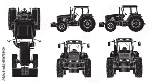 Tractor Blueprint – Agricultural Farming Vehicle CAD Technical Drawing
