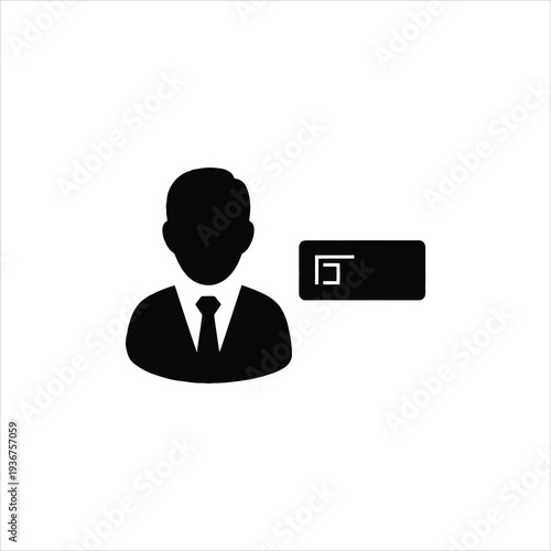 Businessman silhouette with login icon, representing user authentication and professional online access