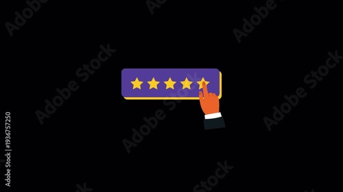 Hand Star Rating. Customer Feedback, Rate Us Concept Animation Video - Transparent