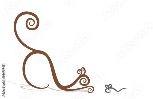 Stylized ginger cat with mouse.