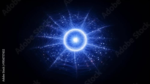 A glowing blue sphere radiating energy and resembling neural networks in space
