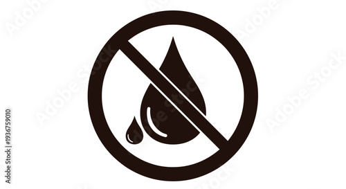 Prohibition sign indicating no oil or liquid allowed in a modern vector graphic design