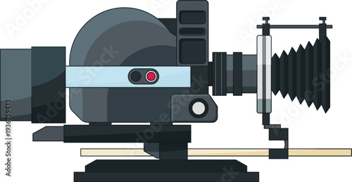 Cinema camera. Film shooting retro device icon