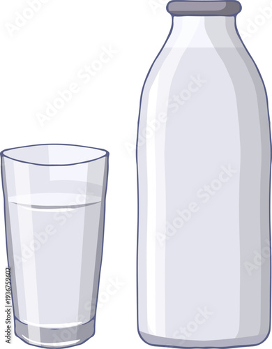 Milk glass and bottle color icon. Fresh dairy