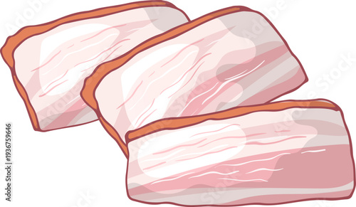 Sliced bacon color icon. Raw pork meat