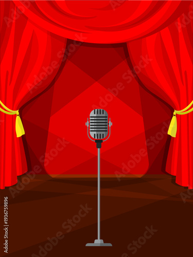 Music poster template. Open microphone night flyer