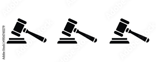 Judge gavel icons for law and justice themes