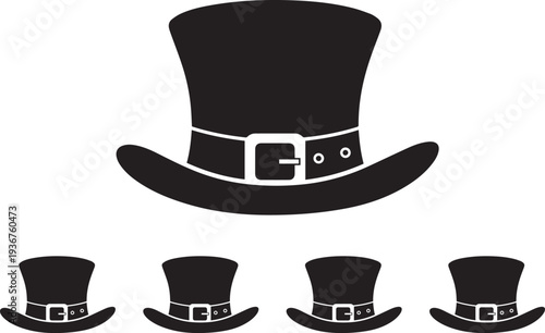 A group of top hats with buckle details Vector, illustration