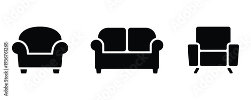 Modern living room furniture set with sofa and armchairs