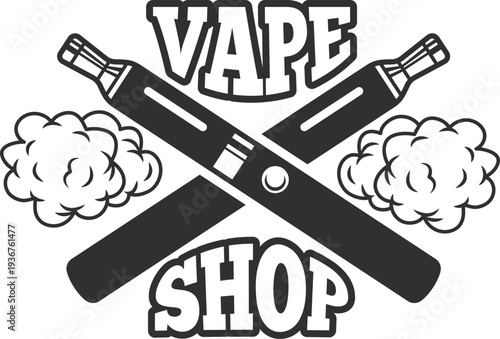 Vape shop emblem. Smoke flavor mod store