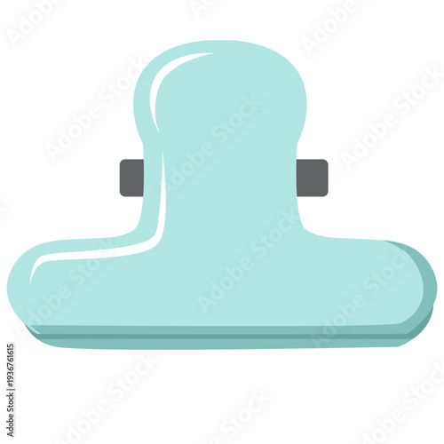 Mint blue clip ideal for office organization, document management, school supplies, pastel stationery, functional accessories, and clean decorative elements with flat design style.