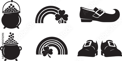 St patricks day black and white clip art Vector, illustration