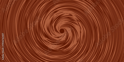 Retro coffee color background. Milk chocolate liquid dessert texture. Wavy swirl candy pattern for poster, cover, banner, pamphlet. Vintage brown trippy hippie wallpaper in 60s or 70s style. Vector