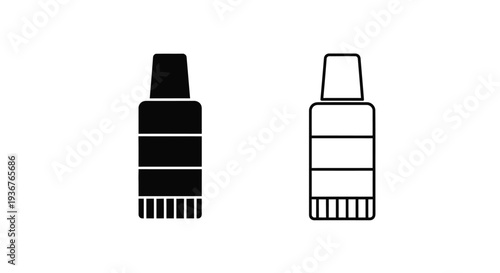 Minimalist Black and White Paint Tube Icons Vector Set for Art Supplies, Creative Projects, and Graphic Design Elements