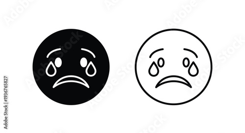 Sad face emotions black white tears Vector