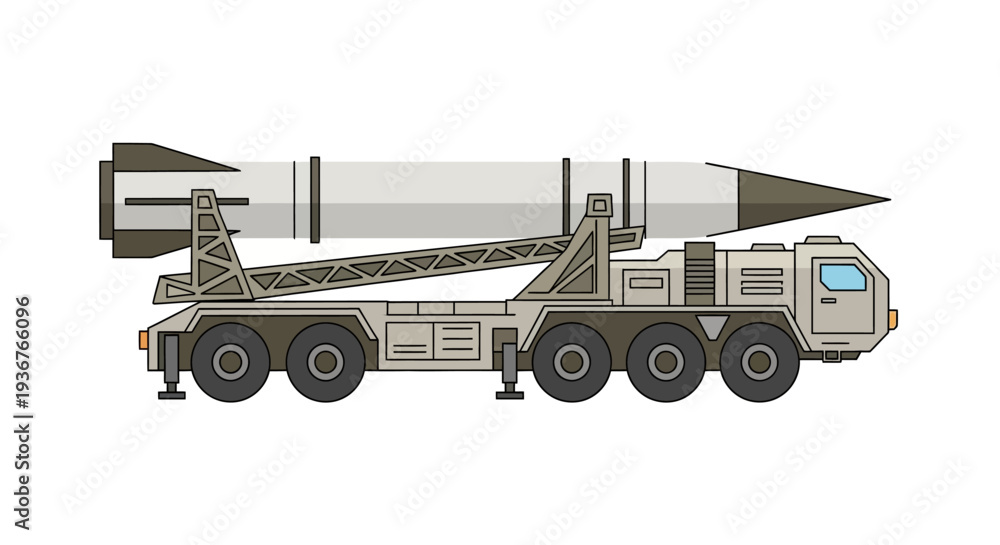 Fototapeta premium Balistic Vector Illustration of a Missile Launcher Truck