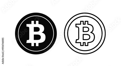 Bitcoin symbols: black & white variants Vector