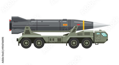 Balistic Vector Illustration of Mobile Missile Launcher