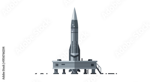 Balistic War Vector Illustration of Missile on Launch Pad