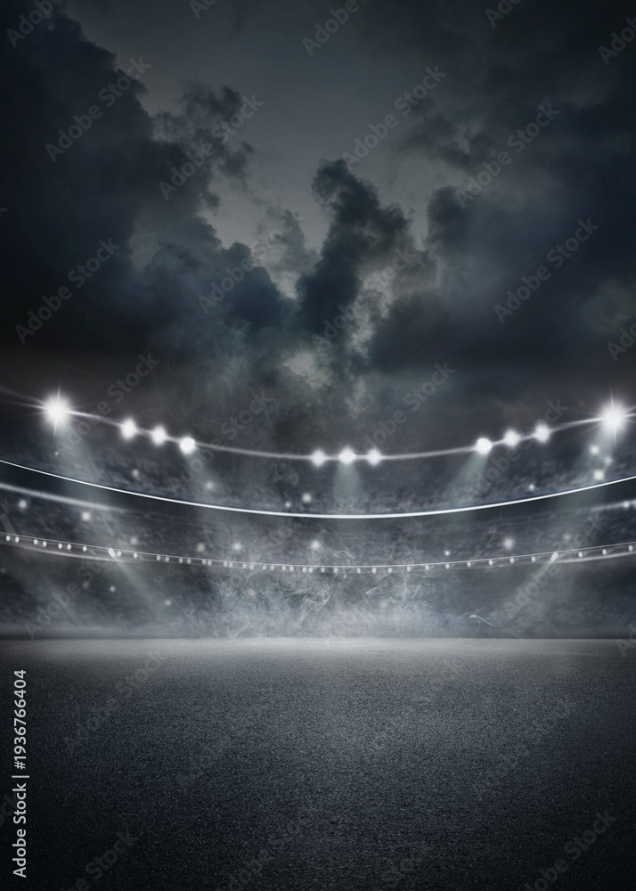 Fototapeta premium textured sport field with asphalt, urban style. free copy space background - stadium center, midfield. Poster.