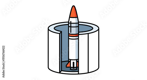 Balistic Vector Illustration of a War Missile in Silo