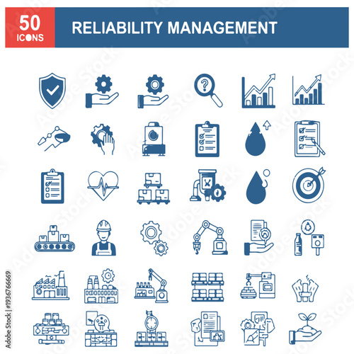 Reliability management icons set