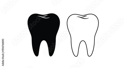 Black and white tooth comparison Vector