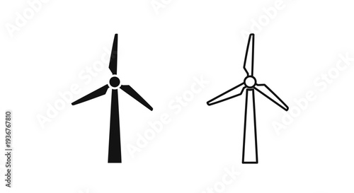 Wind turbine vector icons set Vector
