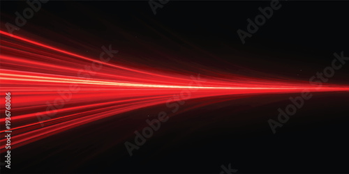 A glowing red abstract background features a dynamic motion of flowing lines and energy waves against a dark space backdrop with fiery orange light effects and artistic curves