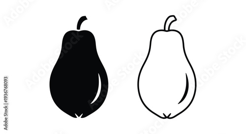 Pear fruit icon set black and white Vector