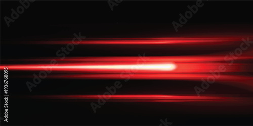 Abstract glowing red lines create a dynamic wave pattern with motion blur and laser light energy over a dark black background texture for a modern web design illustration