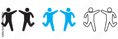 Teamwork High Five Icon Symbol.  Icon of two people giving a high five, symbolizing teamwork, partnership, collaboration, agreement, and shared success in business or community.