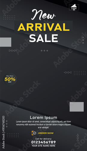 New Arrivel Sale for promotion instagram stories and social media post template
