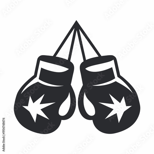 Hanging Boxing Gloves Vector Illustration - Professional Combat Sports Gear and Fighter Training Icon