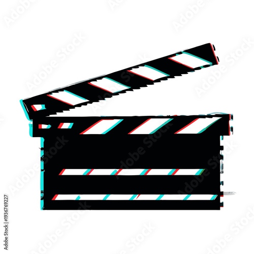 Abstract clapperboard with digital glitch effect background design art