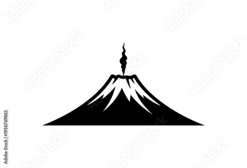 Minimalist Volcano Icon - Black and White Vector Illustration