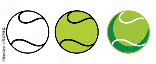 Tennis Ball Icon Set Vector Illustration, Isolated on White Background, Sports and Game Design