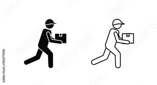 Delivery person running with boxes Vector