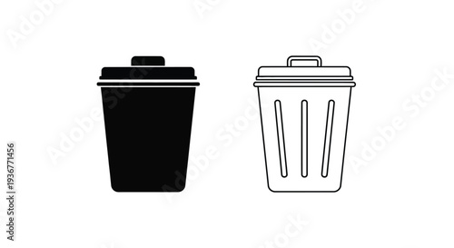 Black trash can icons set Vector
