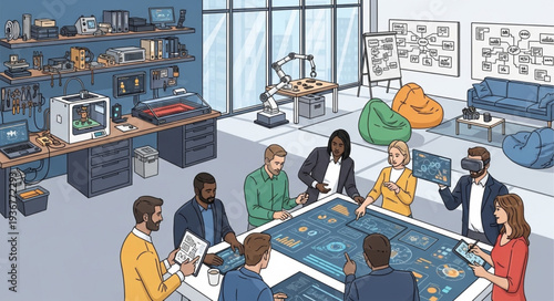 Diverse Group of Business People Collaborating Around Conference Table.