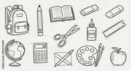 School Supplies and Educational Tools Illustration.