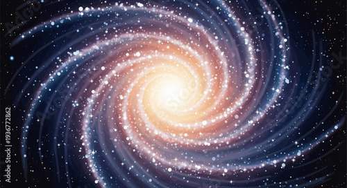 Spiral Galaxy with Bright Center and Starry Surroundings.