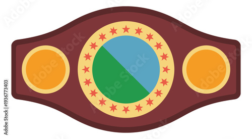 Boxing Championship Belt Vector Illustration, Symbol of Victory and Championship, Award and Sports Trophy Design