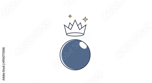 Simple illustration of a blue ball with a crown on a white background.