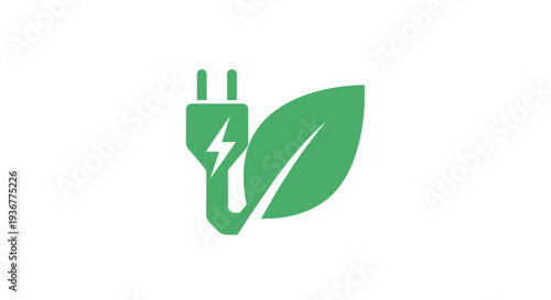 Green energy eco friendly electric plug with leaf.