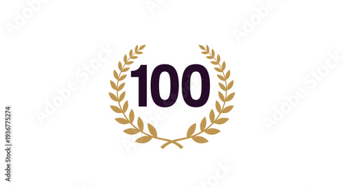 Golden laurel wreath with the number 100 in the center.