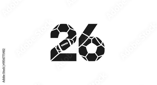 Soccer themed number twenty six design element.