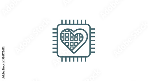 Microchip with Heart Symbolizing Technology and Emotion.