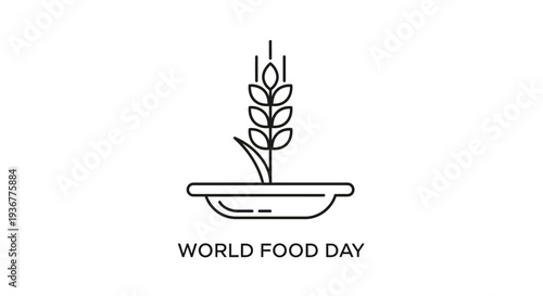 Simple Line Art Illustration for World Food Day.